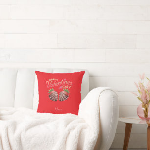 Sweet Strawberry Valentine's Day Personalized  Cushion
