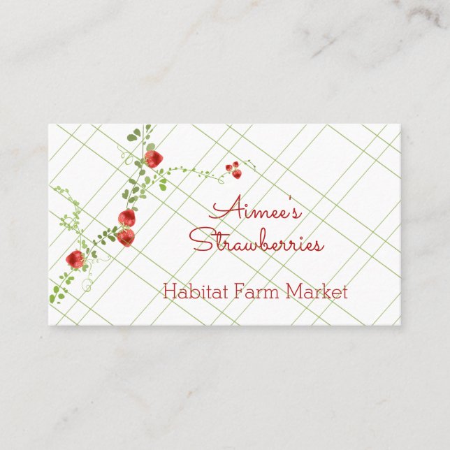Sweet Strawberry Vine on a Trellis Business Card (Front)