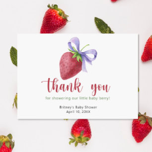 Sweet strawberry with a bow - thank you card