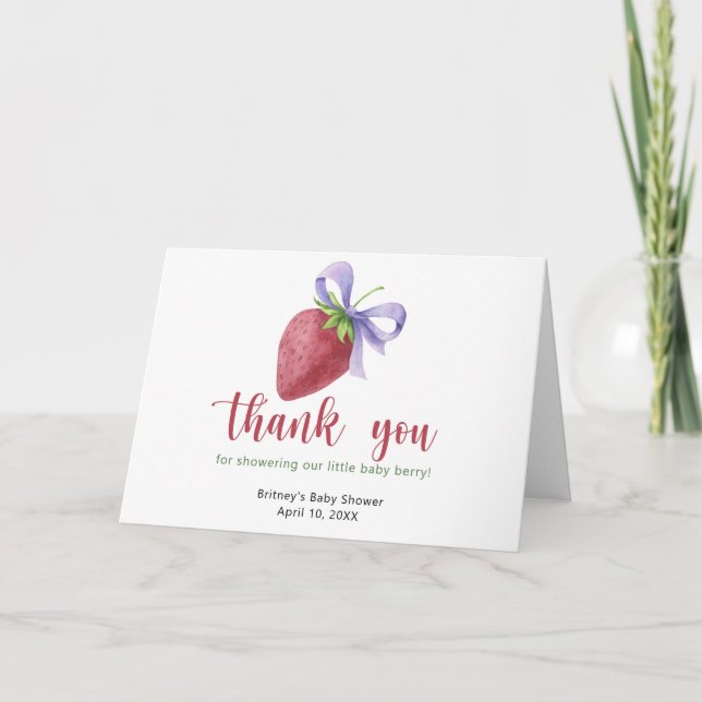 Sweet strawberry with a bow - thank you card (Front)