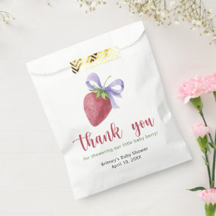 Sweet strawberry with a bow - thank you favour bag