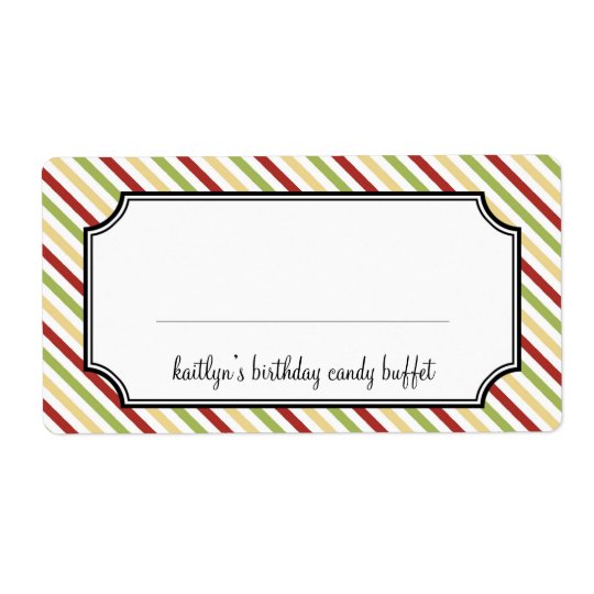 Sweet stripes candy buffet holiday shipping label