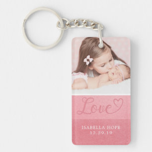 Sweet Stripes   Love Baby Girl Typography Photo Key Ring