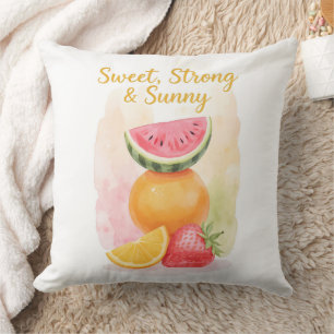 Sweet, Strong & Sunny – Watercolor Fruit Cushion