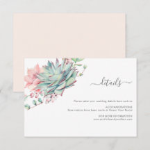 Sweet succulent Wedding Enclosure Card