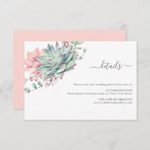 Sweet succulent Wedding Enclosure Card