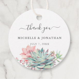Sweet Succulent Wedding Thank You Favour Stickers Tags