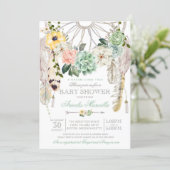 Sweet Succulents Dream Catcher Boho Baby Shower Invitation (Standing Front)