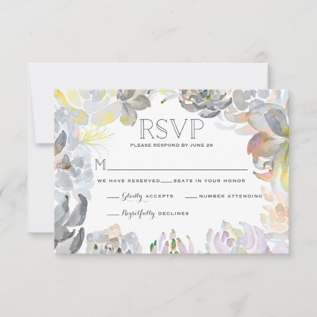 Sweet Succulents Wedding RSVP Card (Front)