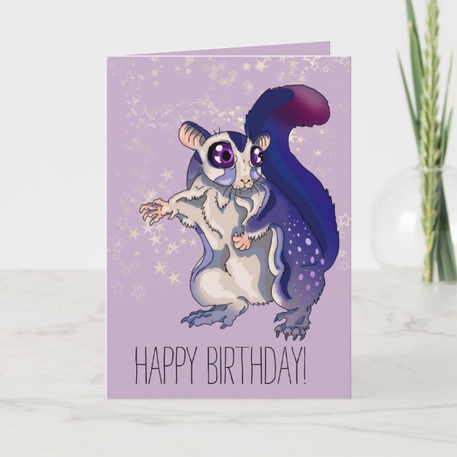 Sweet Sugar Glider Baby Sixteenth B-day Card (Front)