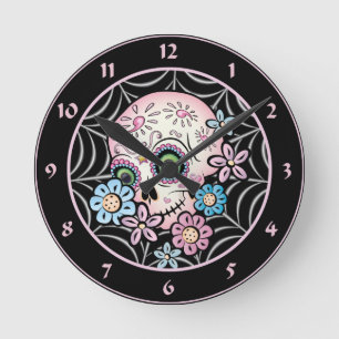 Sweet Sugar Skull Round Clock