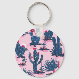 Sweet Summer Cactus Blooming Pattern Key Ring