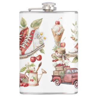 Sweet Summer Cherries Hip Flask