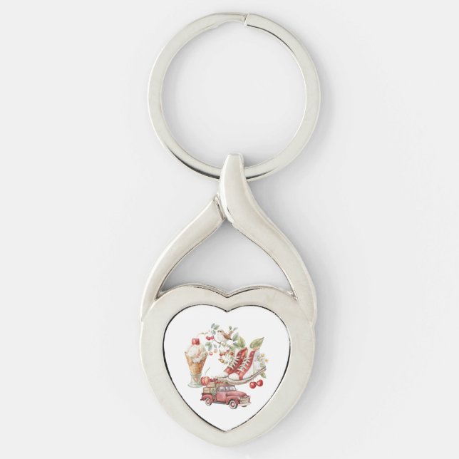 Sweet Summer Cherries Key Ring (Front)