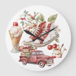 Sweet Summer Cherries Large Clock