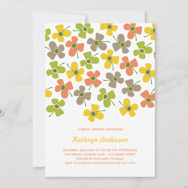 Sweet Summer Daisies Chic Fun Bridal Shower Party Invitation (Front)