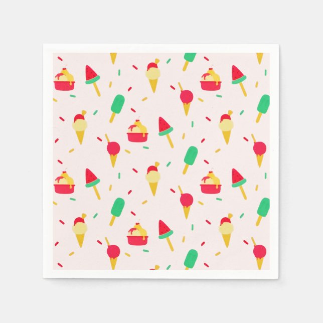 Sweet Summer Fun Rainbow Ice Cream Sprinkles Napkin (Front)