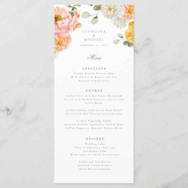 Sweet Summer Garden Wedding Menu (Front)