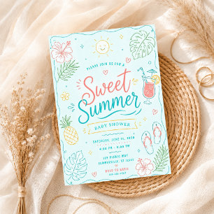 Sweet Summer Party Tropical hand-drawn baby shower Invitation