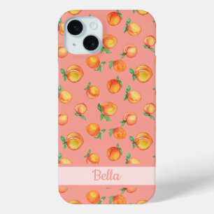 Sweet Summer Peach Pattern iPhone 15 Mini Case