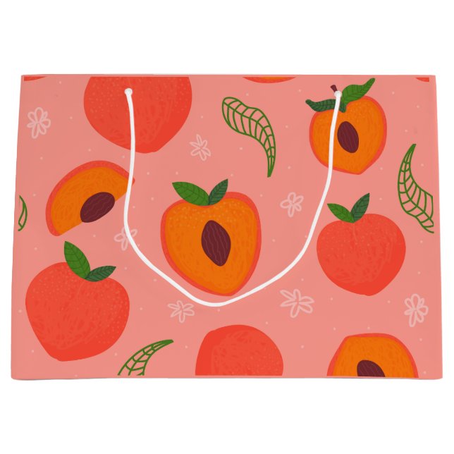 Sweet Summer Peach Pattern Large Gift Bag (Front)