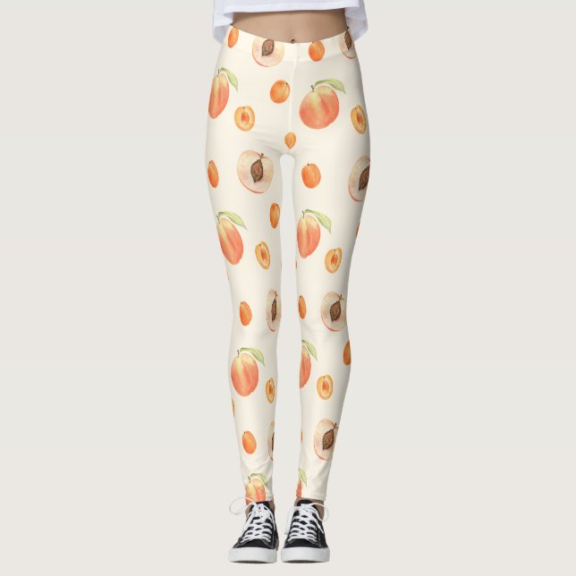 Sweet Summer Peach Pattern Large  Leggings (Front)