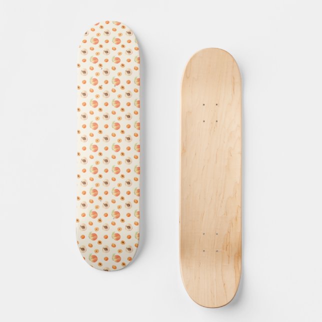 Sweet Summer Peach Pattern Skateboard (Front)