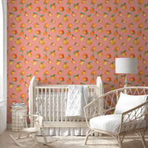Sweet Summer Peach Pattern Wallpaper