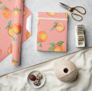 Sweet Summer Peach Pattern Wrapping Paper