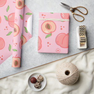 Sweet Summer Peach Pattern Wrapping Paper