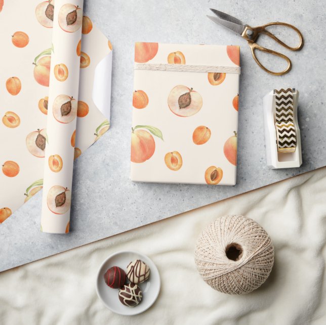 Sweet Summer Peach Pattern Wrapping Paper (Crafts)