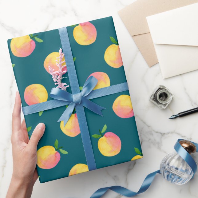 Sweet Summer Peach Pattern Wrapping Paper (Gifting)