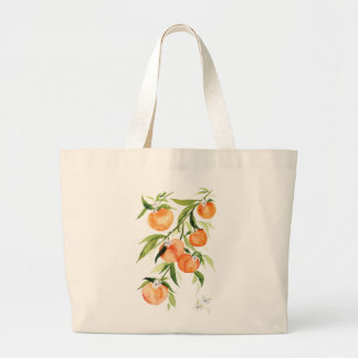 Sweet summer peach watercolor tote bag