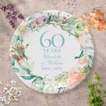 Sweet Summer Roses Garland 60th / 75th Anniversary Paper Plate<br><div class="desc">Featuring a delicate watercolour floral garland,  these chic botanical 60th / 75th wedding anniversary paper plates can be personalised with your special diamond or platinum anniversary information in elegant diamond blue text. Designed by Thisisnotme©</div>