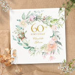 Sweet Summer Roses Garland 60th Birthday Napkin<br><div class="desc">Featuring a delicate watercolour floral garland,  this chic botanical 60th birthday napkin can be personalised with your special sixtieth birthday information in elegant gold text. Designed by Thisisnotme©</div>