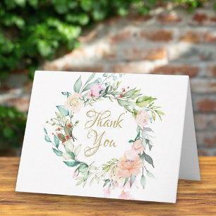 Sweet Summer Roses Garland Thank You Card