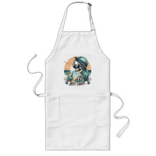 Sweet Summer Skeleton Retro Sunset Design Long Apron
