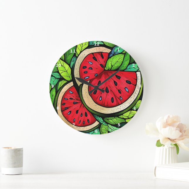 Sweet Summer Slice" - Watermelon Wall  Large Clock (Home)