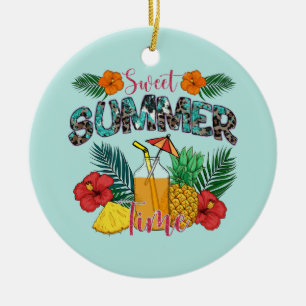 Sweet Summer Time Beach Tropical Island Ceramic Ornament