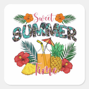 Sweet Summer Time Beach Tropical Island Square Sticker