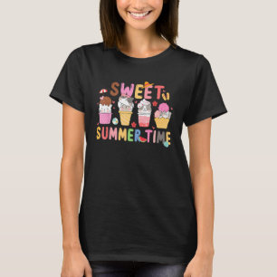Sweet Summer Time Cat Ice Cream Summer Vibes Cute  T-Shirt