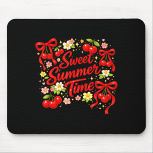 Sweet summer time cherry retro bow summer outfit mouse pad