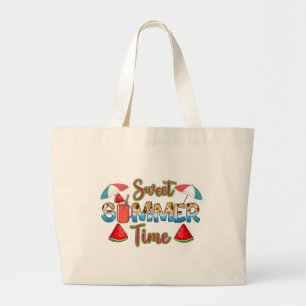 Sweet Summer Time Colourful Watermelon Large Tote Bag