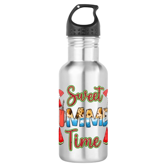 Sweet Summer Time | Colourful Watermelon Slice 532 Ml Water Bottle (Front)