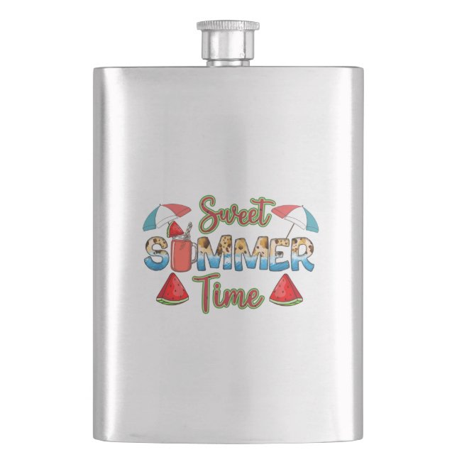 Sweet Summer Time | Colourful Watermelon Slice Hip Flask (Front)