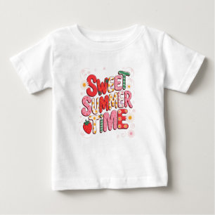Sweet Summer Time Coquette Strawberry Retro Beach  Baby T-Shirt
