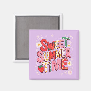 Sweet Summer Time Coquette Strawberry Retro Beach Magnet