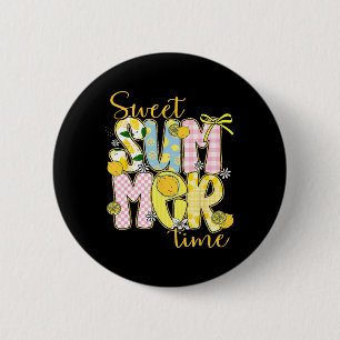 Sweet Summer Time Lemon Coquette Bow Family Vacati 6 Cm Round Badge
