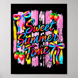 Sweet Summer Time Strawberry Pink Coquette Bow Poster