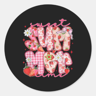 Sweet Summer Time Strawberry Summer Vibes Hello Su Classic Round Sticker